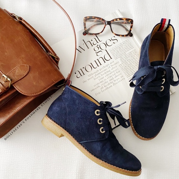 Tommy Hilfiger Navy Blue Low Ankle Boots - Picture 1 of 11